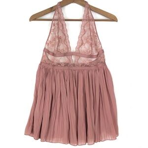Y2K Victoria's Secret Pink Lace Babydoll Halter Chemise Slip Fairy